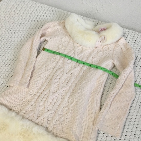 KATHERINE MALANDRINO SWEATER DRESS CREAM WITH FOUX FUR TRIM SIZE 4T - Picture 2 of 5